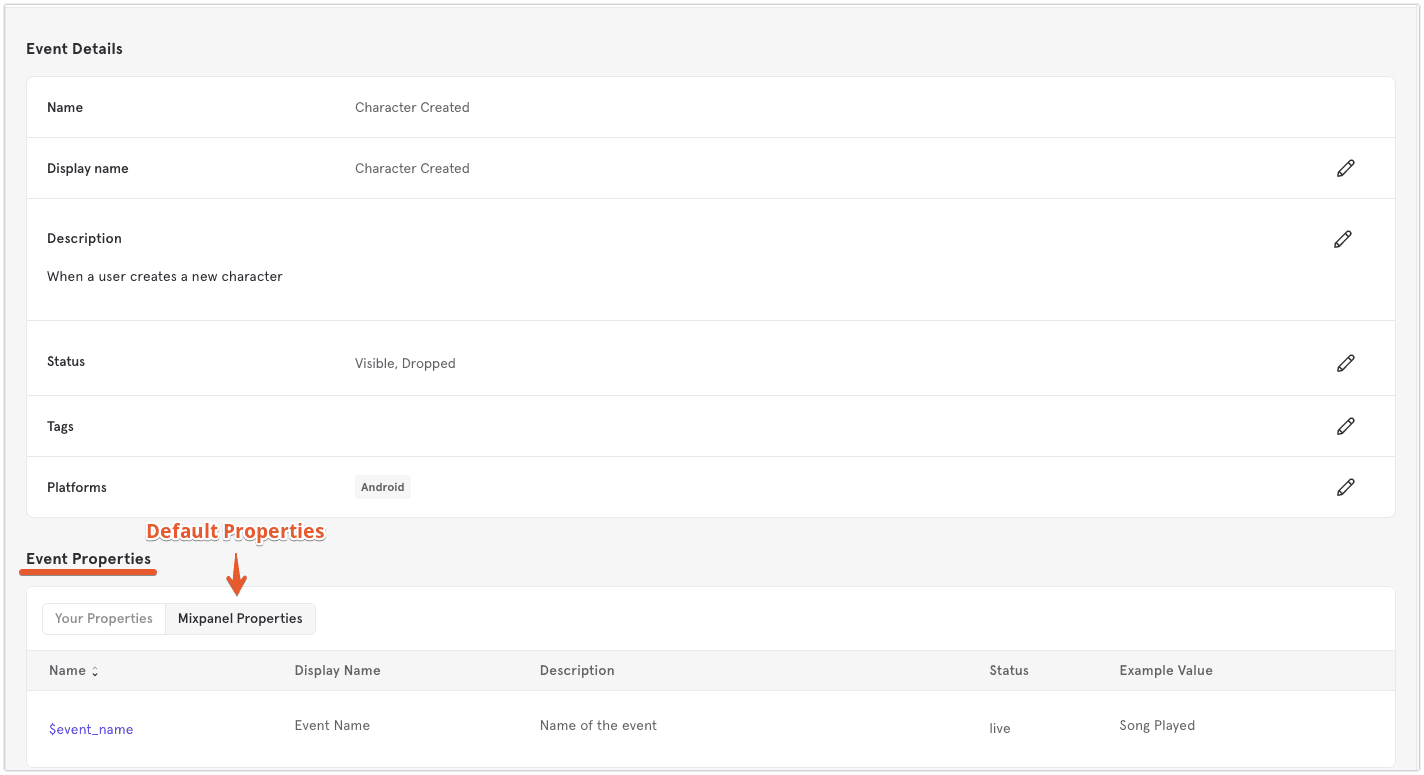 Lexicon Event Properties